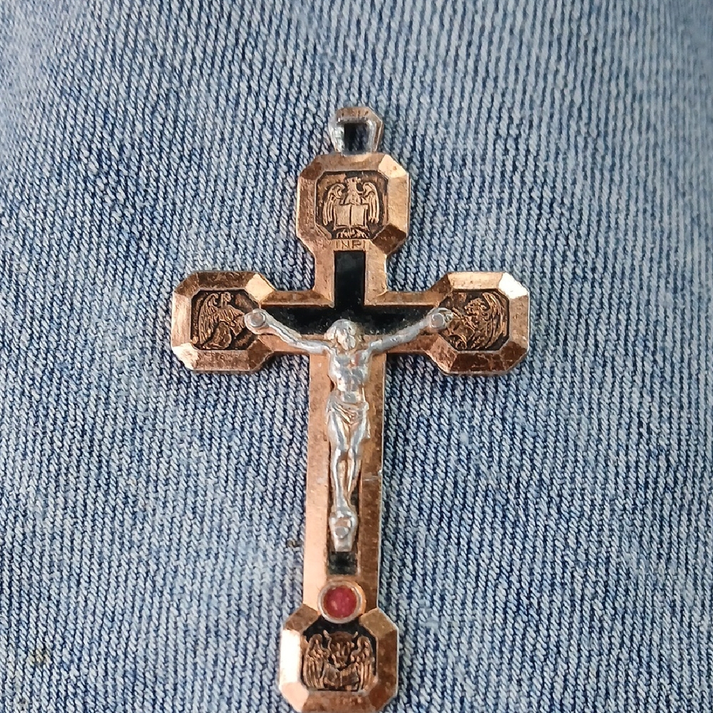 Silver and Gold Tone Cross Pendant